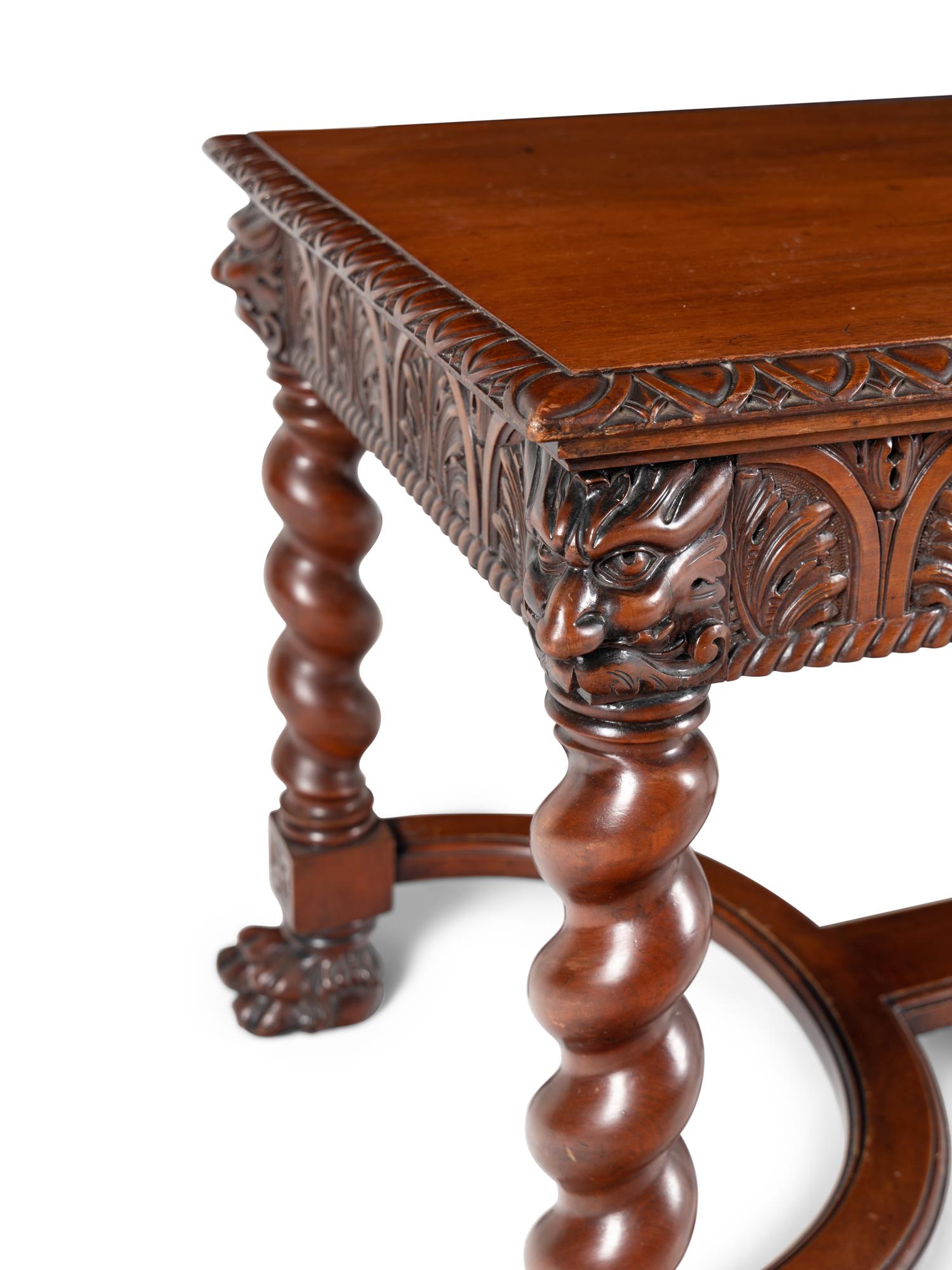 A Renaissance Style Carved Walnut Table