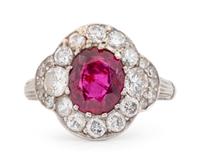 A Platinum, Ruby and Diamond Ring,