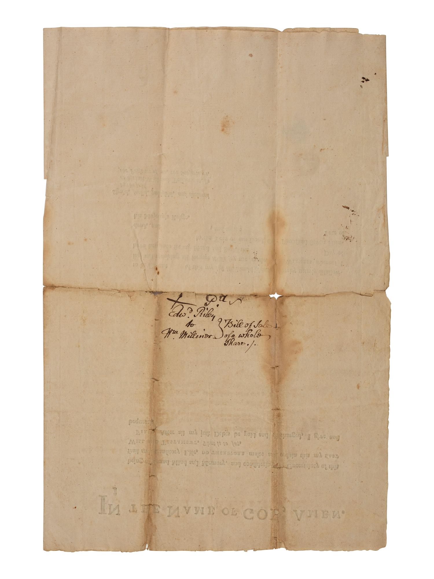[FRENCH & INDIAN WAR] -- [PRIVATEERS]. A group of 5 documents associated with New York Privateer Captain James Lilley and the British ship he commanded during the French and Indian War, the Duke of Cumberland .