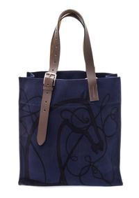 An Hermes Navy Etriviere Shopping Tote, 16" x 17" x 6".