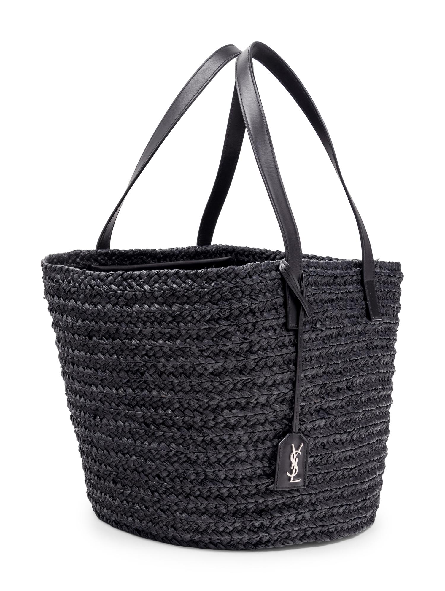 Saint Laurent Panier Straw Tote with Leather Handles