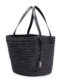 Saint Laurent Panier Straw Tote with Leather Handles