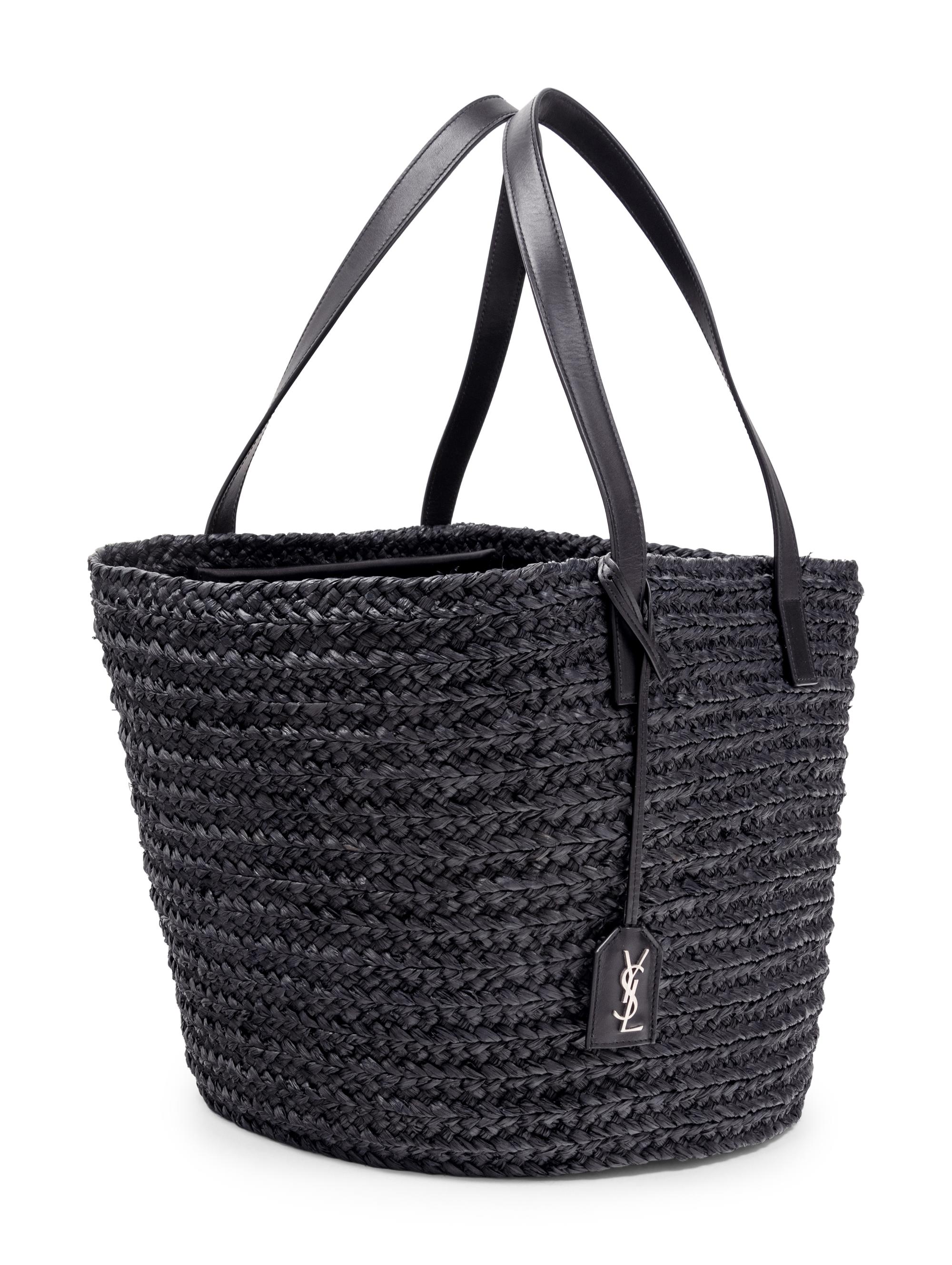 Saint Laurent Panier Straw Tote with Leather Handles