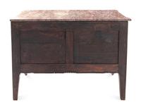 A Louis XV/XVI Transitional Style Walnut Marble-Top Commode