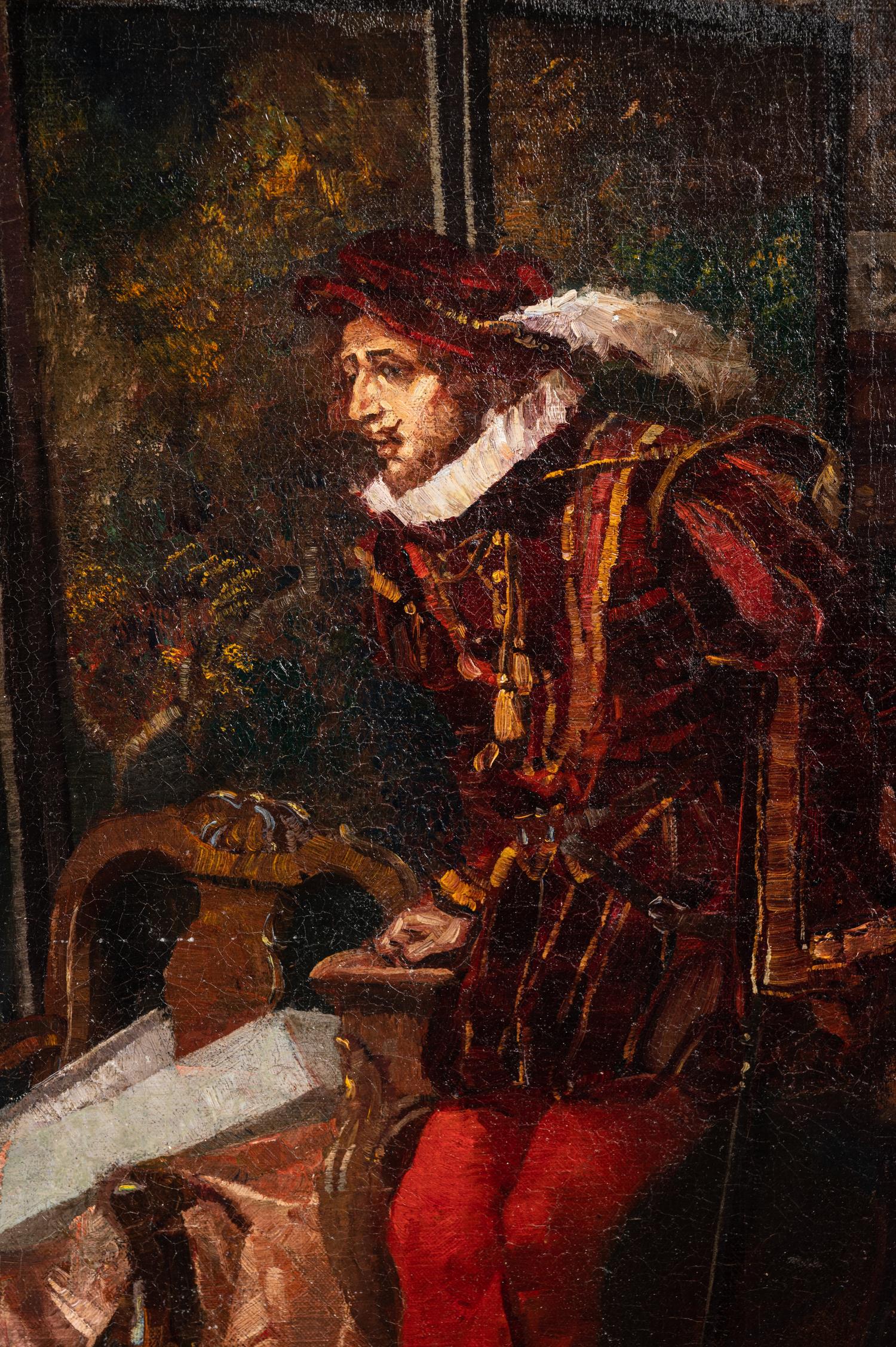 Courtier Watching Woman at Mirror