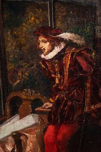 Courtier Watching Woman at Mirror