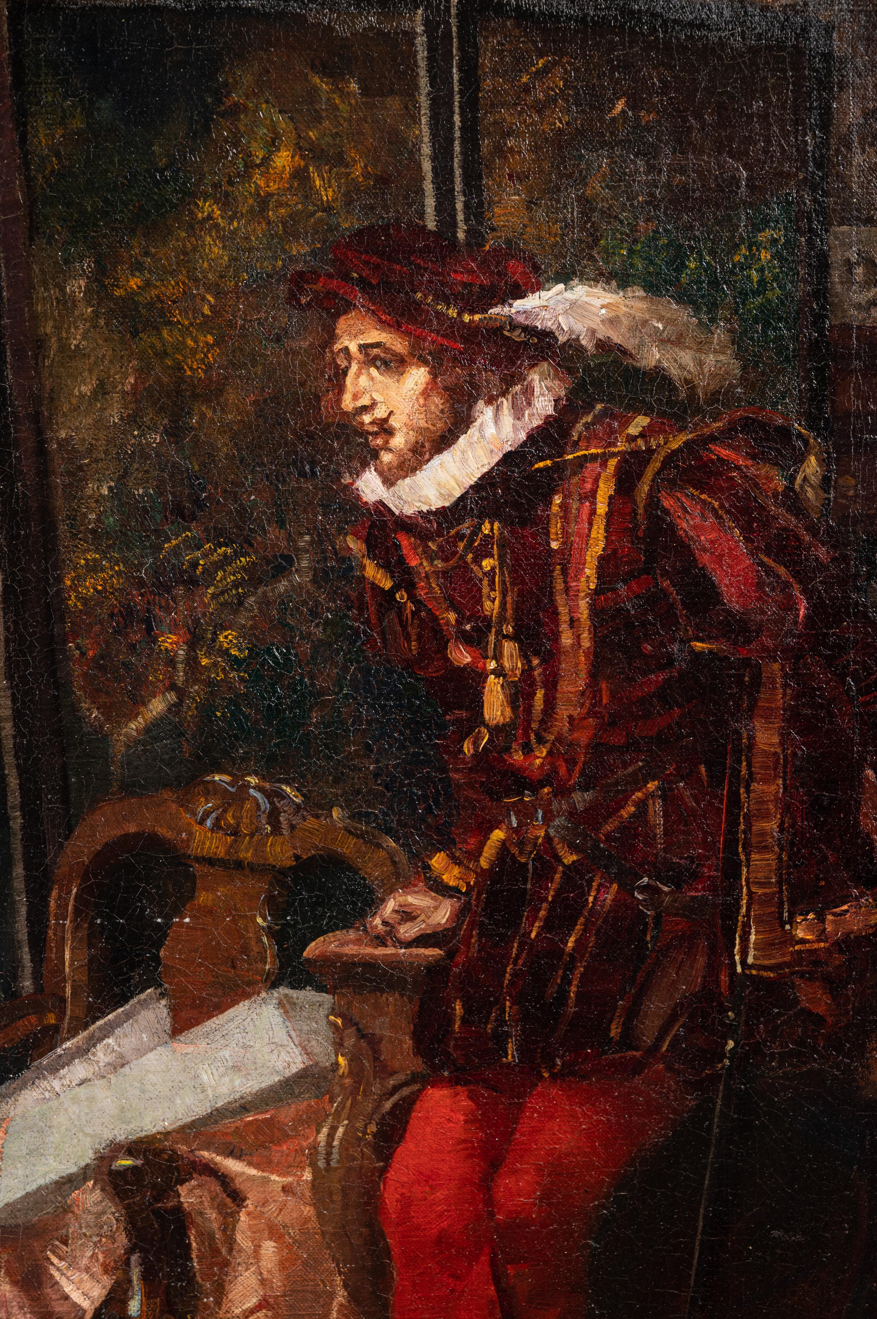 Courtier Watching Woman at Mirror