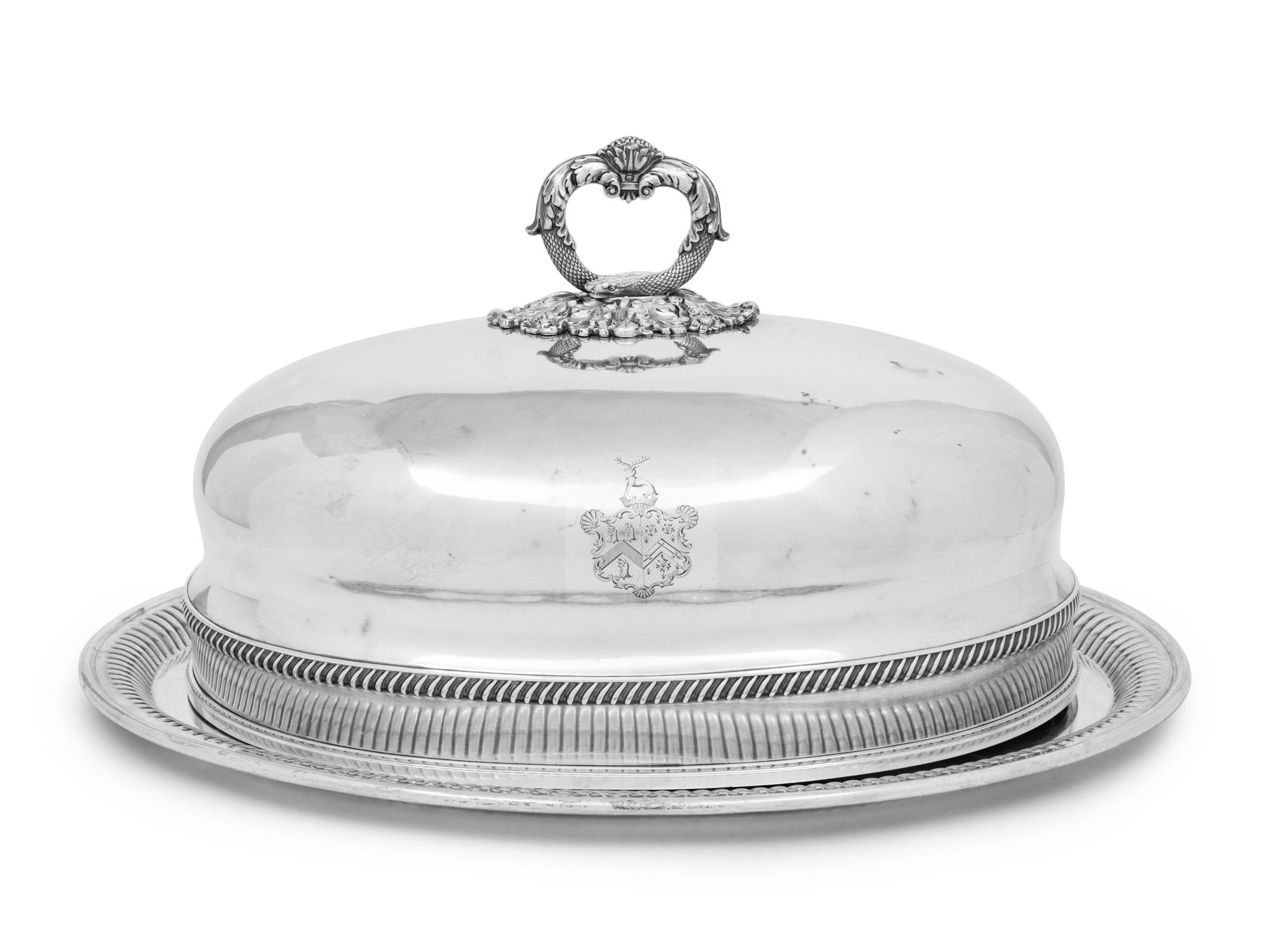 An English Silver-Plate Meat Dome and Associated Tray