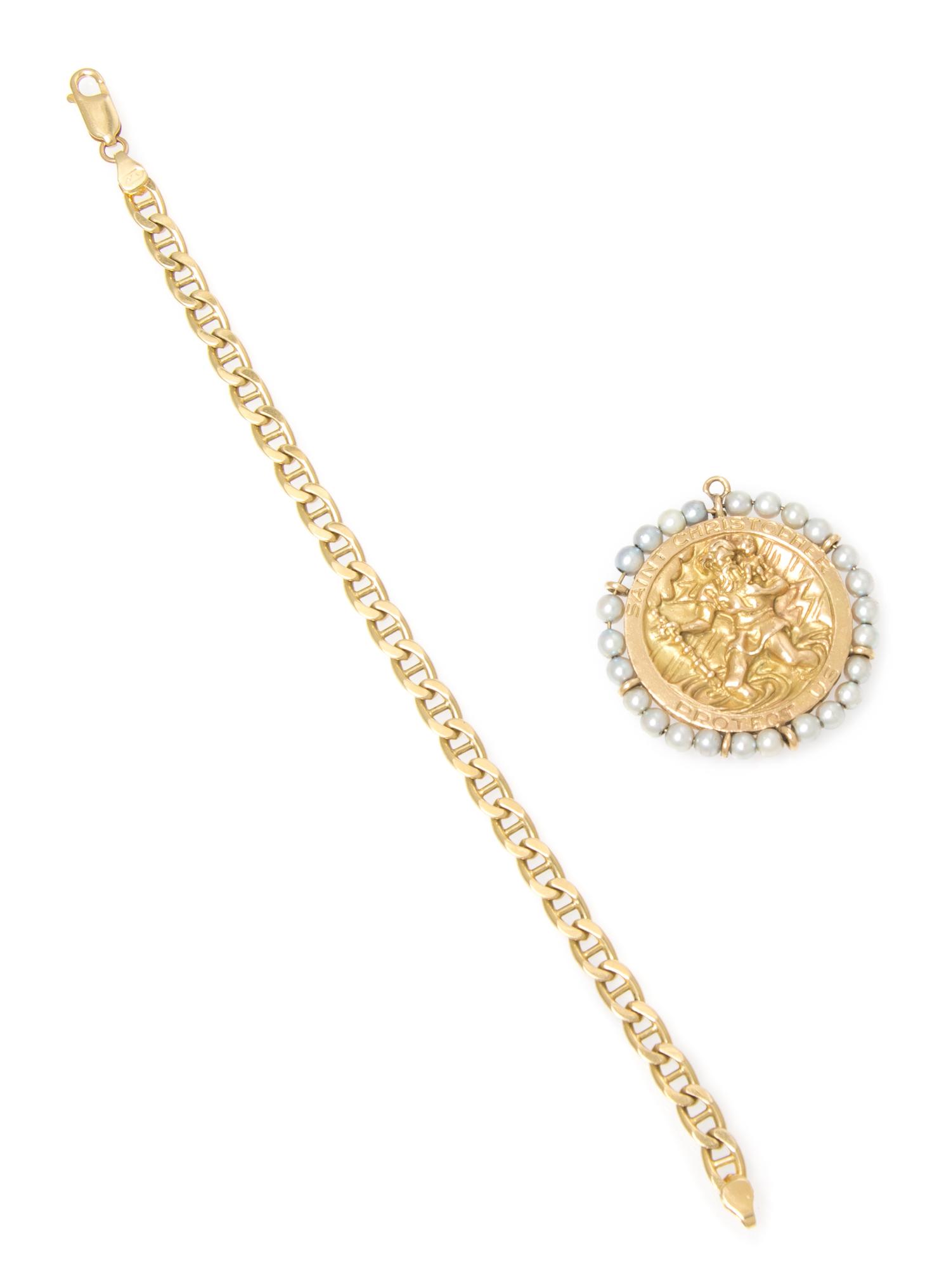 A Collection of 14 Karat Yellow Gold and Cultured Pearl Jewelry, 24.20 dwts.