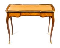 A Louis XV Style Gilt Bronze Mounted Kingwood Bureau Plat Height 29 x width 20 1/4 x depth 38 inches. — LATE 19TH/EARLY 20TH CENTURY