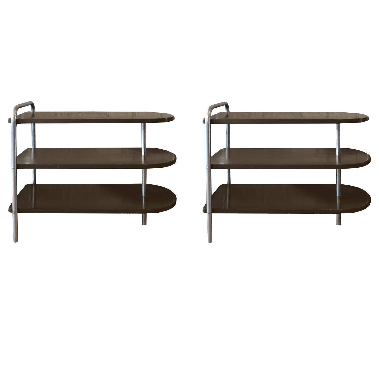 A Pair of American Three Tier Side Tables 30" W x 13.5" D x 25" H — United States, Circa 1930