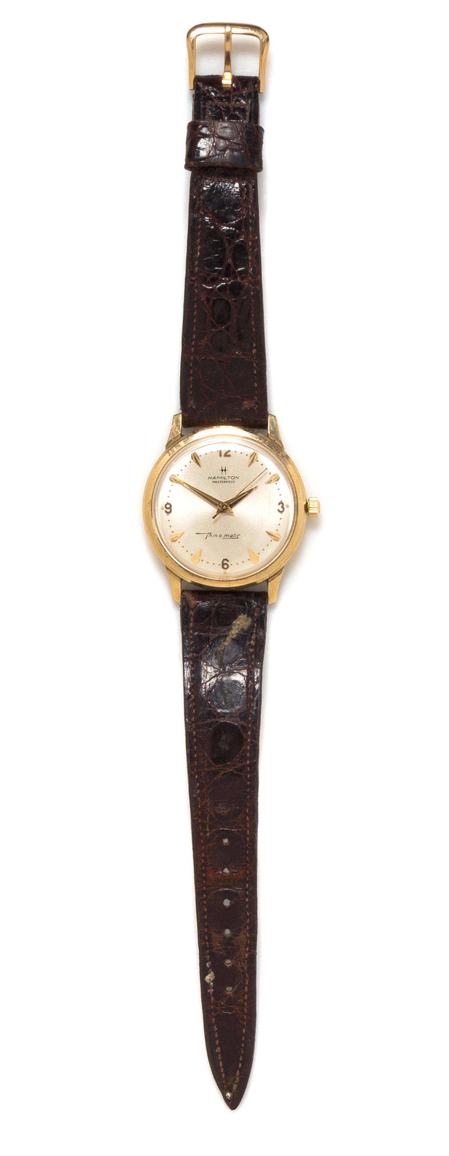 A 10 Karat Yellow Gold "Thin-o-Matic" Wristwatch, Hamilton, Circa 1960's,