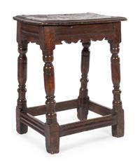 Two Jacobean Oak Bench Stools