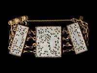 A Chinese Jade Inset Gilt Metal Bracelet