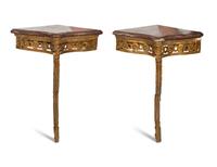 A Pair of Louis XVI Giltwood Corner Tables