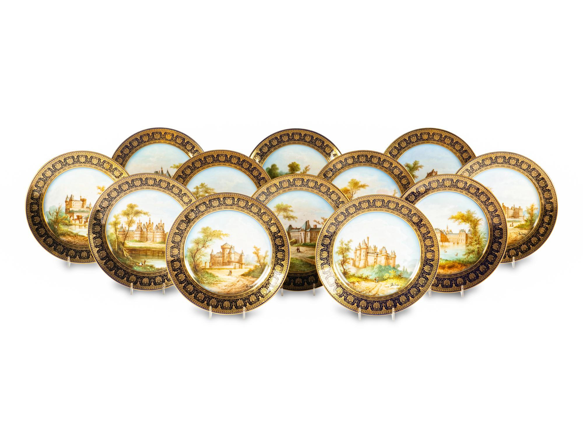 A Set of Twelve Sèvres Porcelain Topographical Plates
