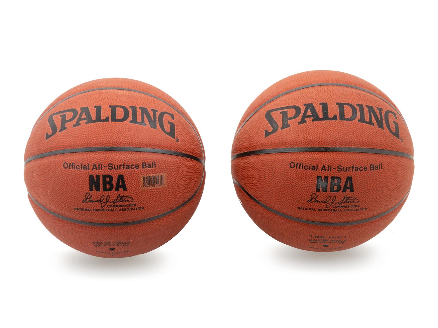 Two Larry Bird and Magic Johnson Signed Basketballs (Spalding),