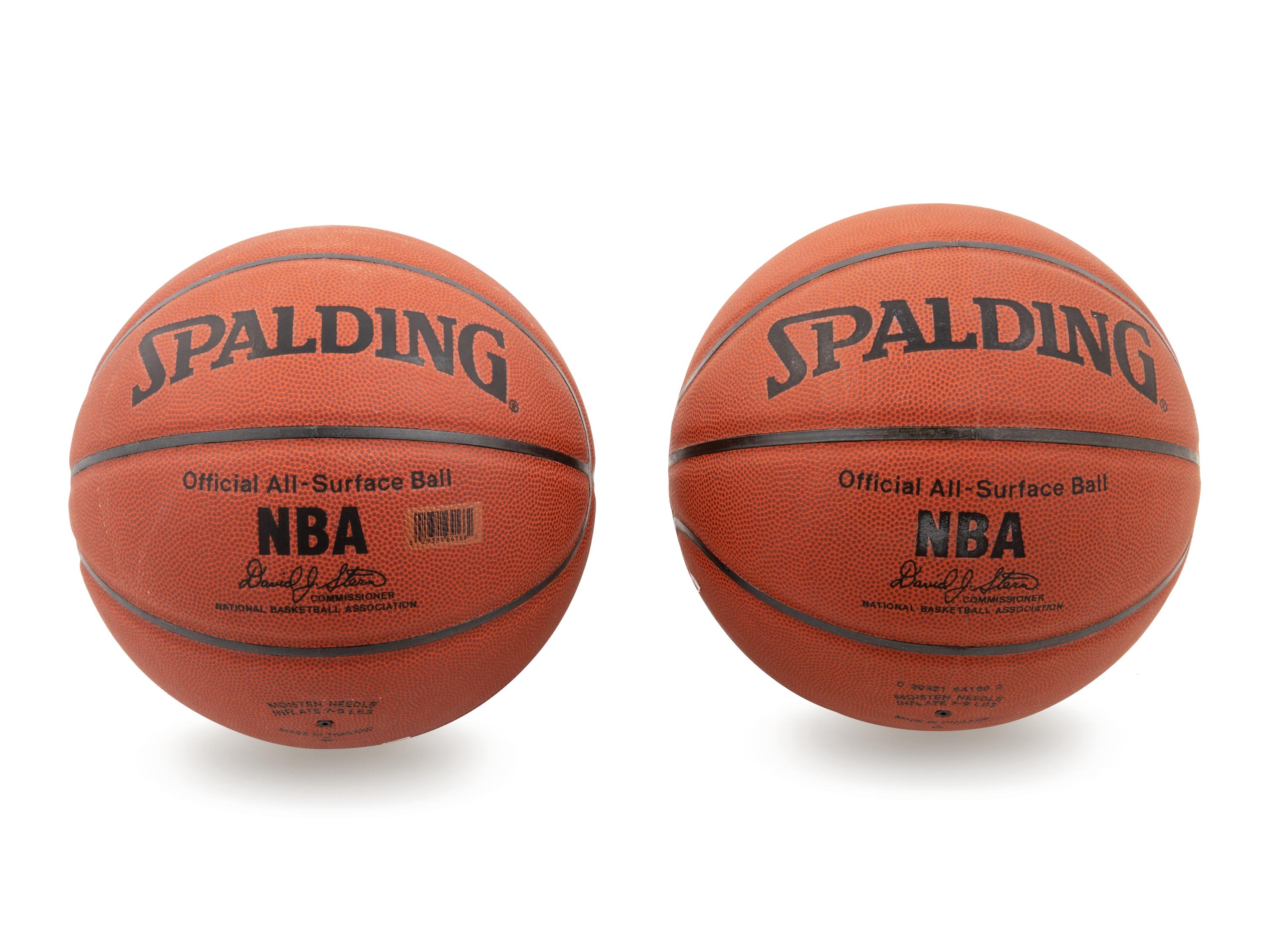 Two Larry Bird and Magic Johnson Signed Basketballs (Spalding),