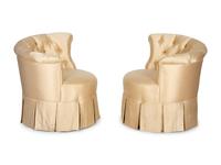A Pair of Silk-Upholstered Asymmetrical Chairs — 20th Century