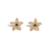 DIAMOND AND EMERALD FLOWER EARRINGS