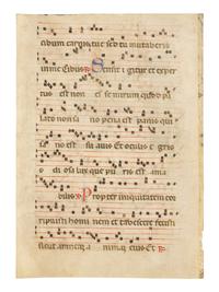 ANONYMOUS SOUTHERN FRENCH ILLUMINATOR Leaf from an Antiphonary with a Historiated Initial ‘I’ of Saint Augustine, in Latin, illuminated manuscript on parchment [Pyrenean region, c. 1310–1330]