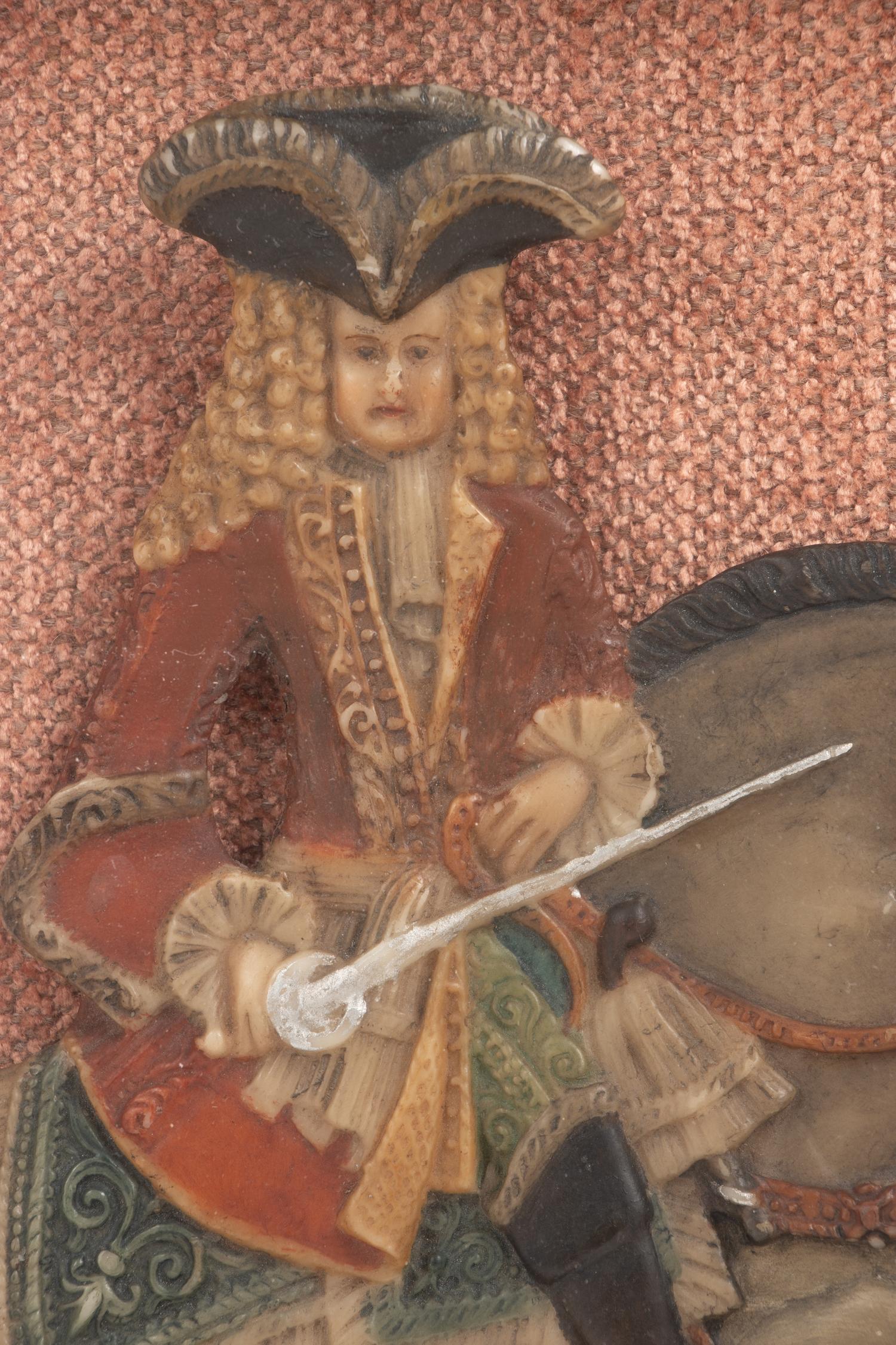 An English Wax Picture of a Gentleman on Horseback