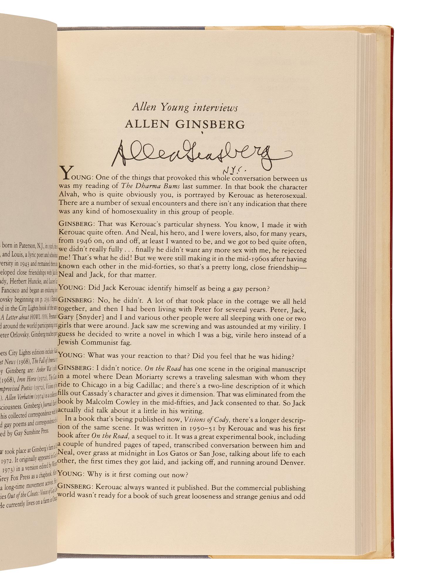 GINSBERG, Allen (1926-1997). A group of 4 works ALL SIGNED BY GINSBERG, comprising: