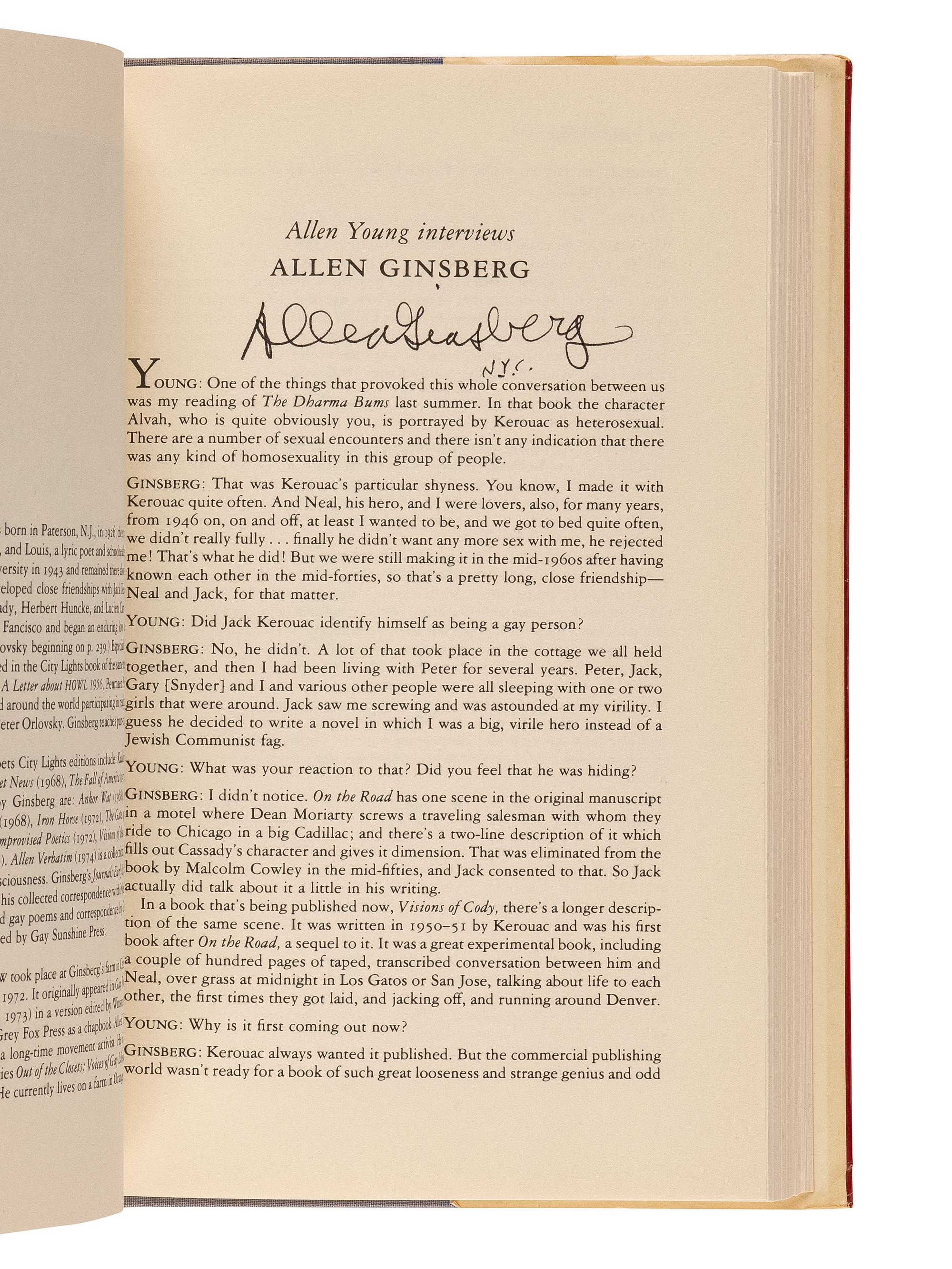 GINSBERG, Allen (1926-1997). A group of 4 works ALL SIGNED BY GINSBERG, comprising: