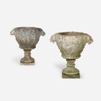 A Pair of Carved Stone Garden Urns Italian, likely 16th century