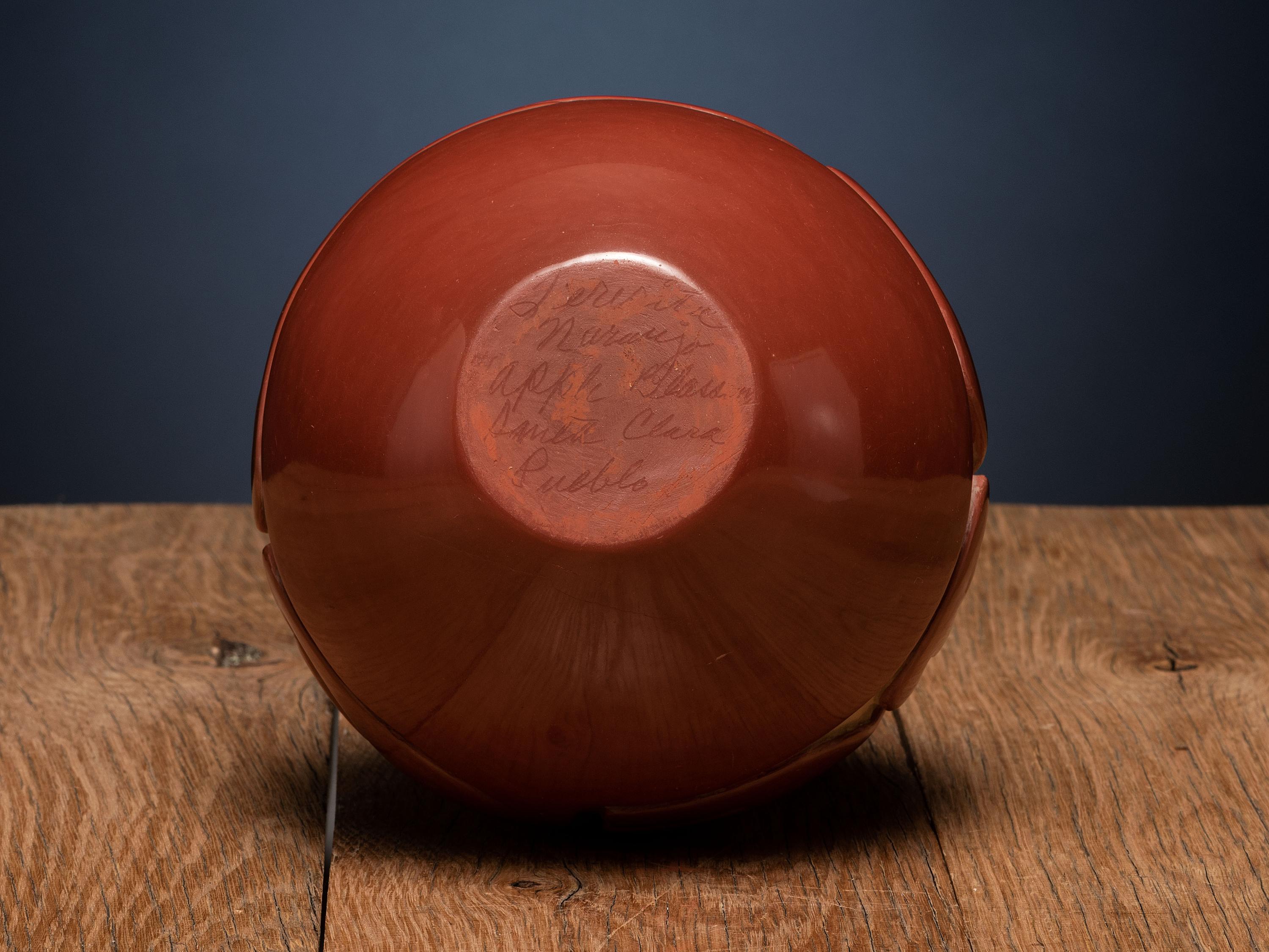Carved Redware Jar