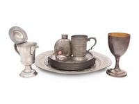 Nine English Pewter Table Articles
