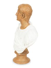 An Italian Glazed Terracotta Bust of a Roman Senator