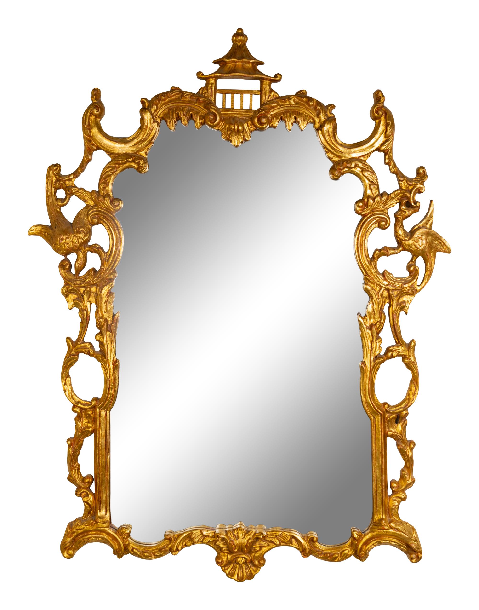 A Chinese Chippendale Style Giltwood Mirror