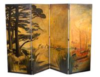 A Continental Four Panel Screen Height 72 x overall width 113 inches, width of each panel 28 inches. — 20TH CENTURY
