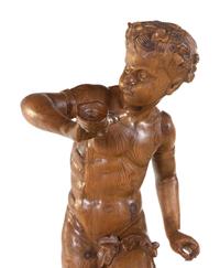 A Pair of Continental Carved Wood Figures of Dancing Putti