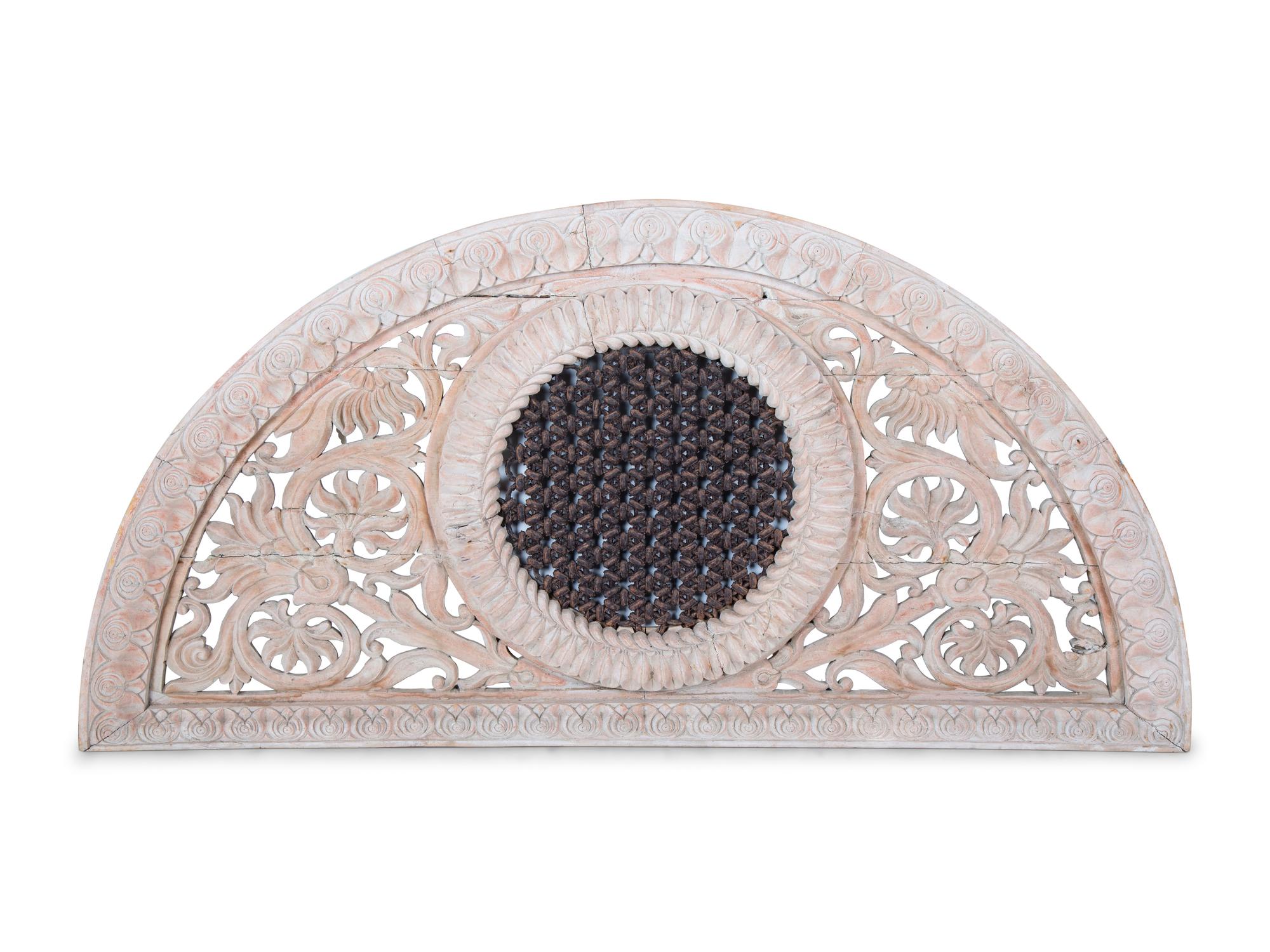A Pair of Indian Carved and Painted Architectural Transom Panels — 20TH CENTURY