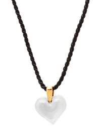 A Yellow Gold and Glass Heart Pendant/Necklace, Lalique,