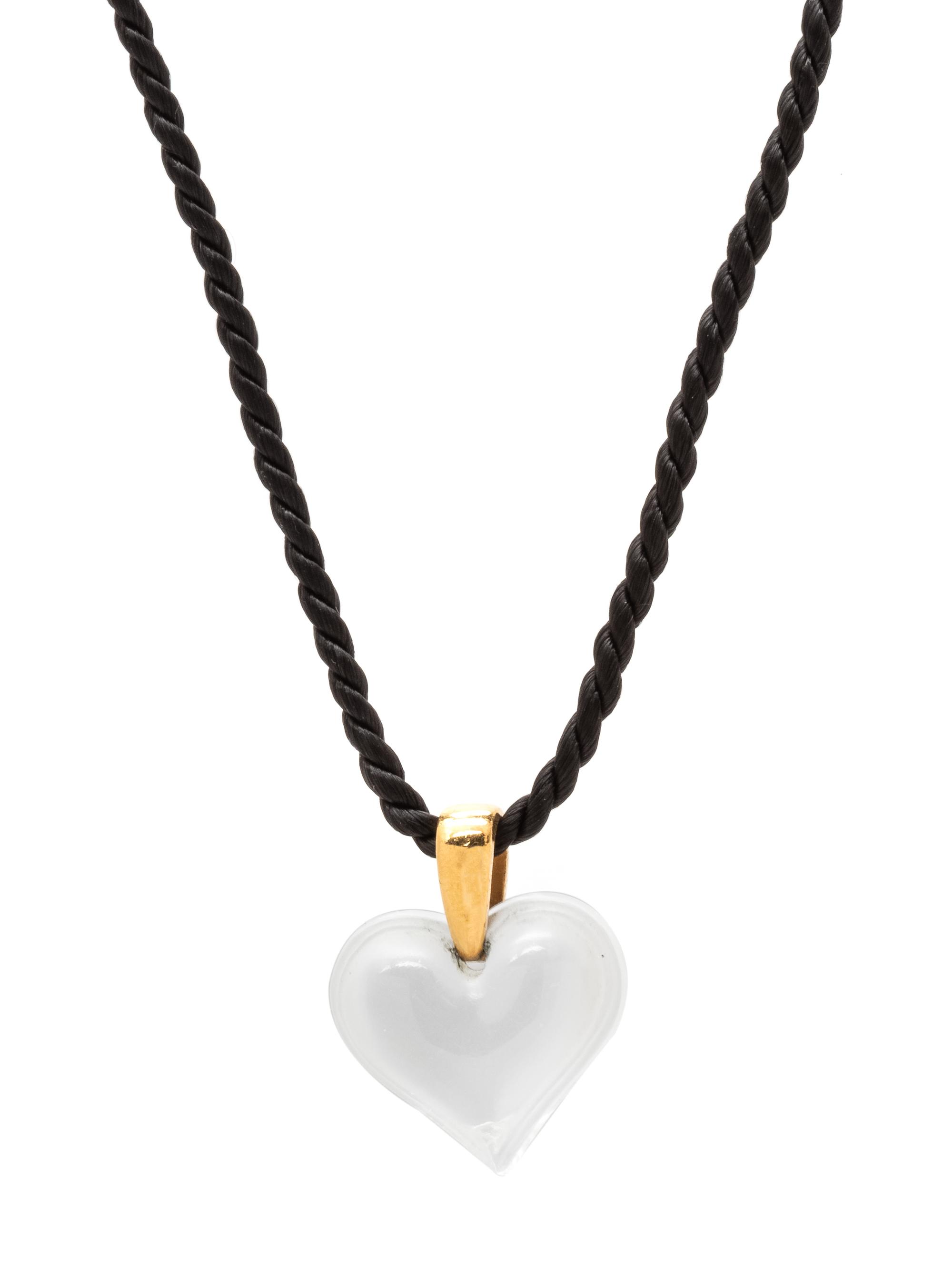A Yellow Gold and Glass Heart Pendant/Necklace, Lalique,