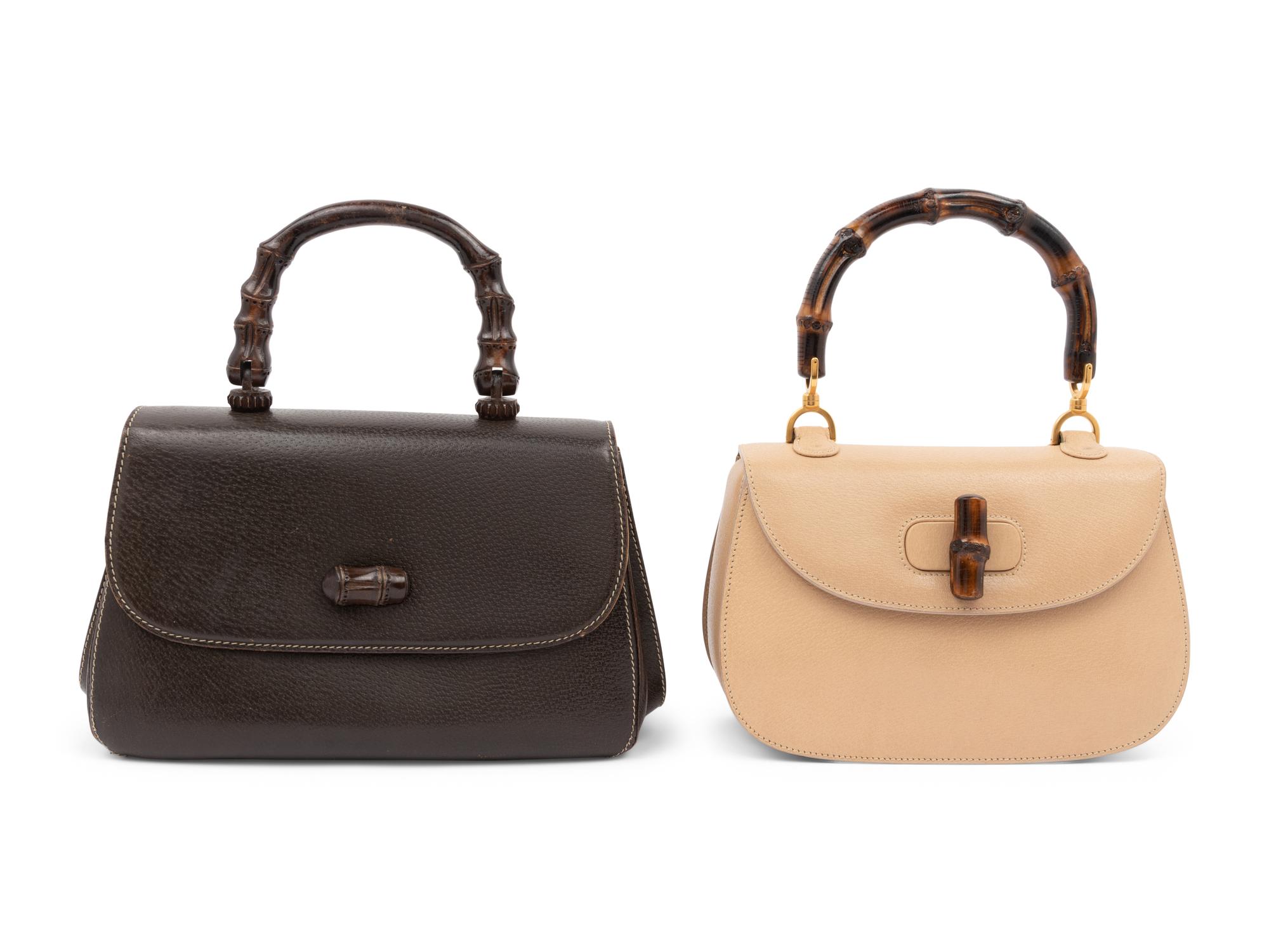 Two Gucci Bamboo Handled Bags, 1980-1990s