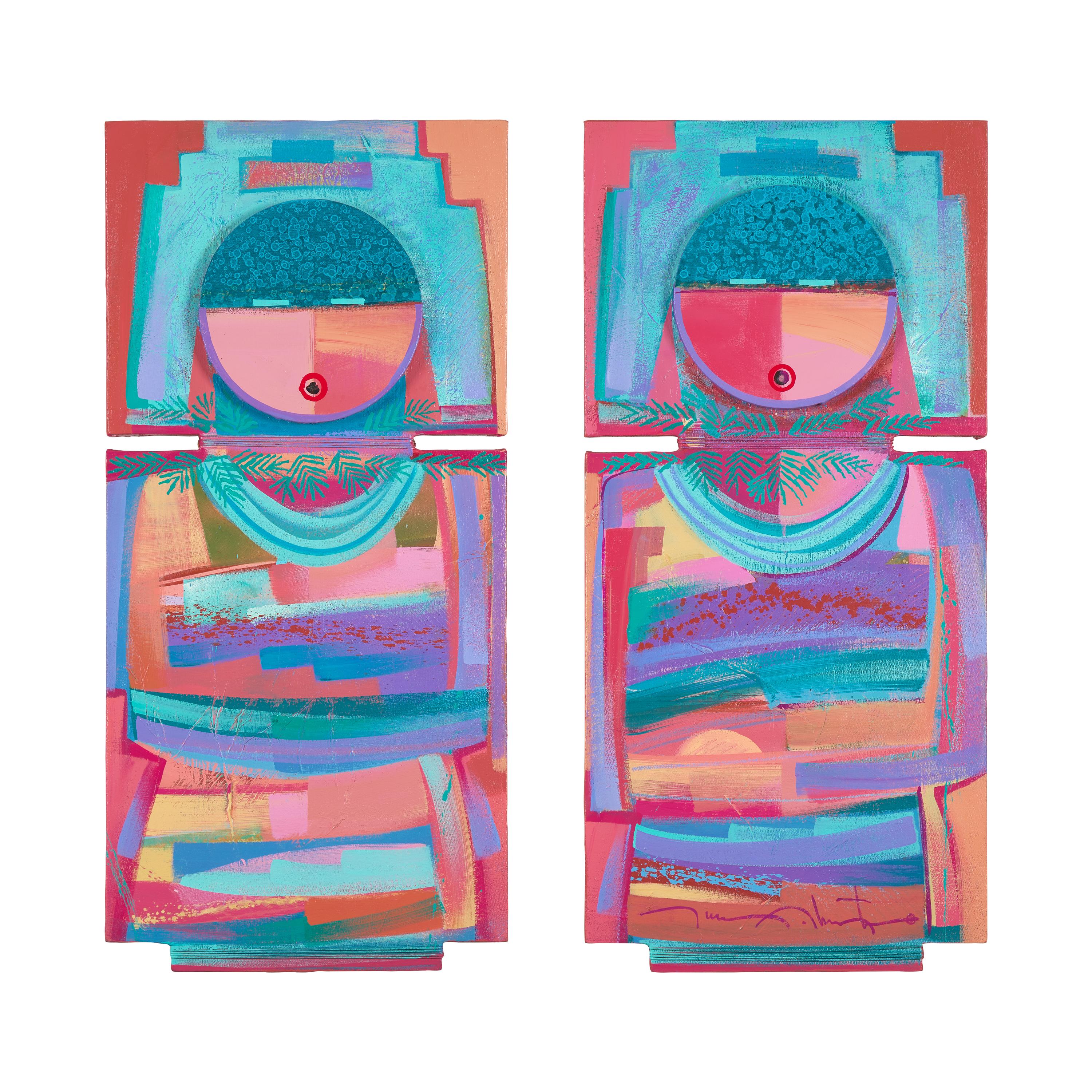 Tony Abeyta (Diné, b. 1965) — Two Kachinas (Diptych)