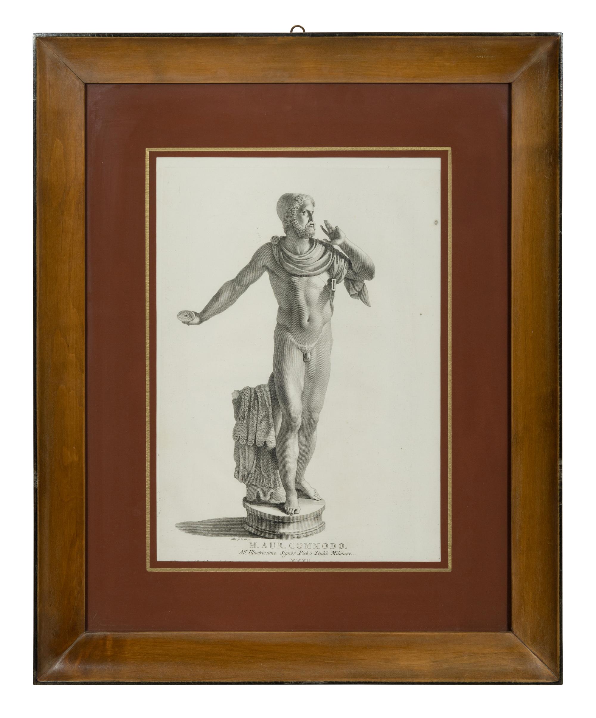 A Set of Four Prints of Antique Statues published by Antonio Maria Zanetti (1706-1778)]. From Delle Antiche Statue Greche e Romane che nell'Antisala della Libreria di San Marco, Venice,1740-1743 sight: 16 x 11 1/4 inches. framed: 25 3/4 x 21 inches.
