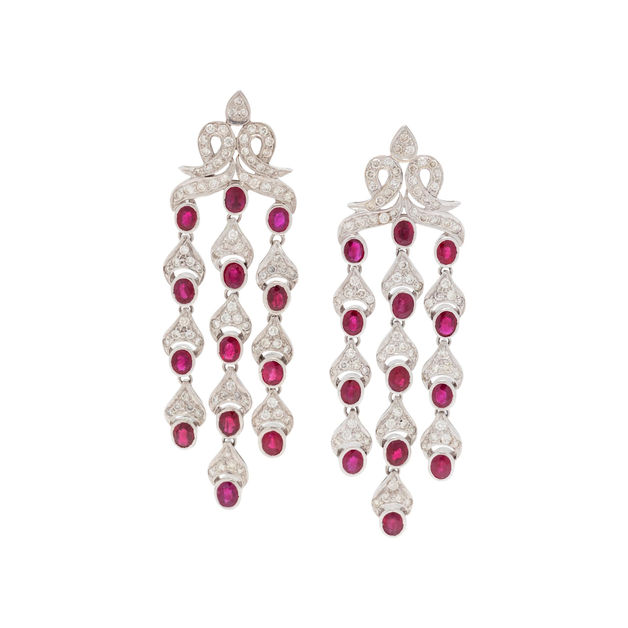 RUBY AND DIAMOND EARCLIPS