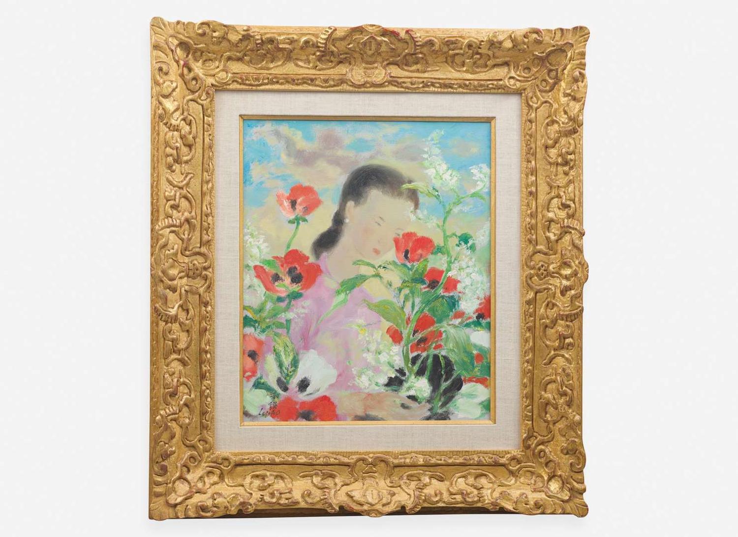 Lê Phổ (French/Vietnamese, 1907-2001), Untitled (Woman with Flowers)