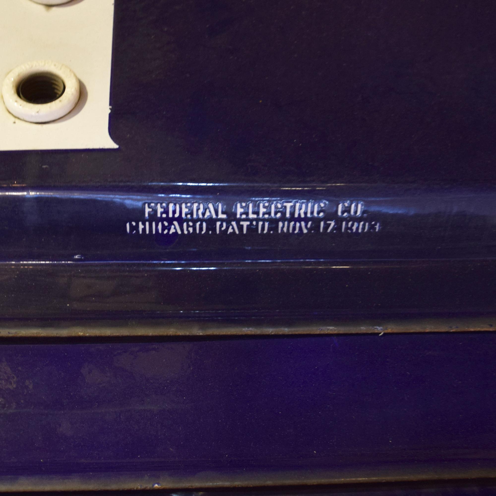 An Enameled Double-Sided Cafe Sign, Federal Electric Co., Chicago, IL. 35" W x 8" D x 118" H — United States, Early 20th Century