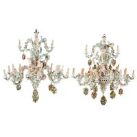A Near Pair of Meissen Porcelain Chandeliers