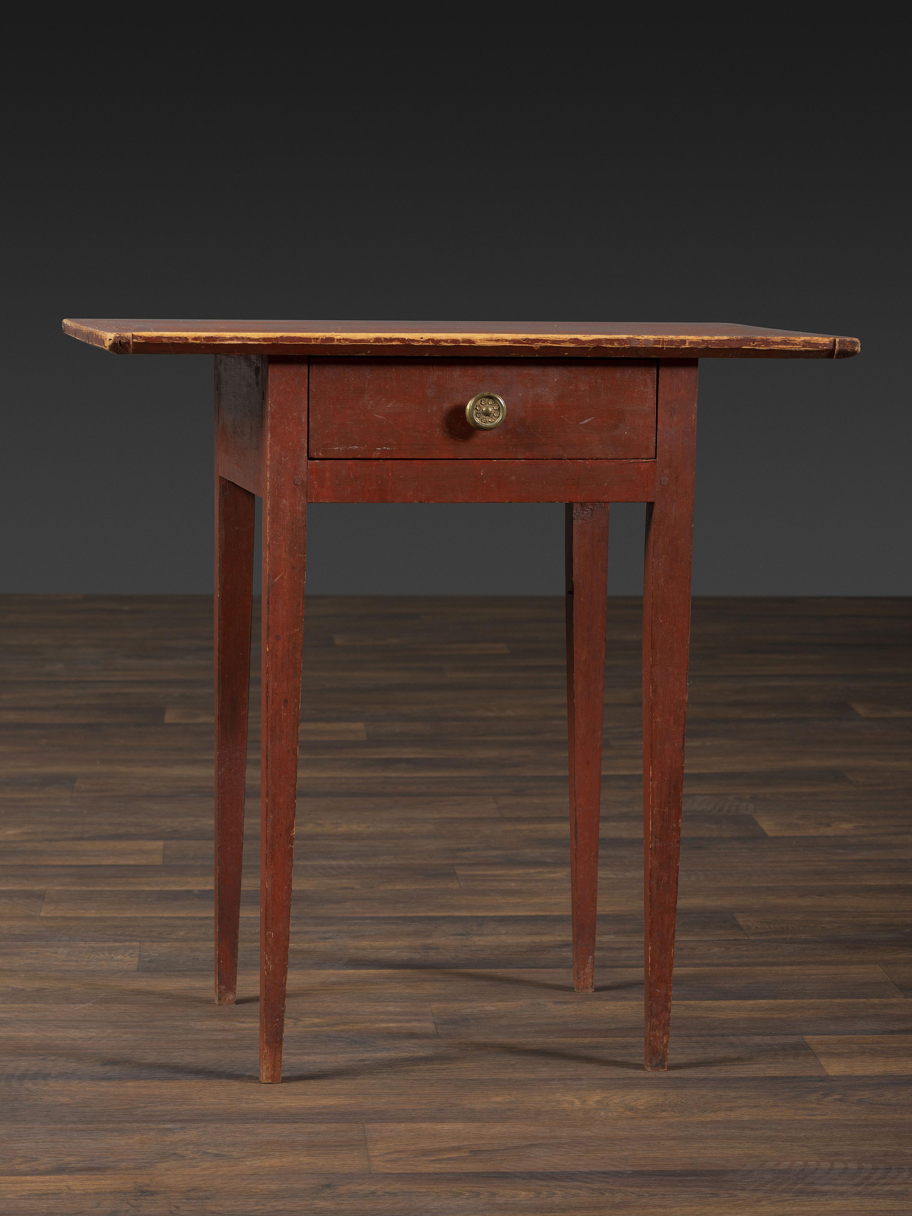 A Federal Red Painted Pine Diminutive Tavern Table
