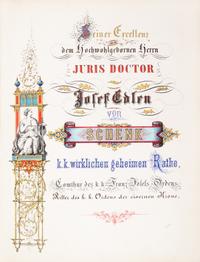 (PHOTO ALBUM) Seiner Excellenz dem hochwohlgebornen.. [Commemorative Album...] Liev, November, 1876. Folio, finely bound album.