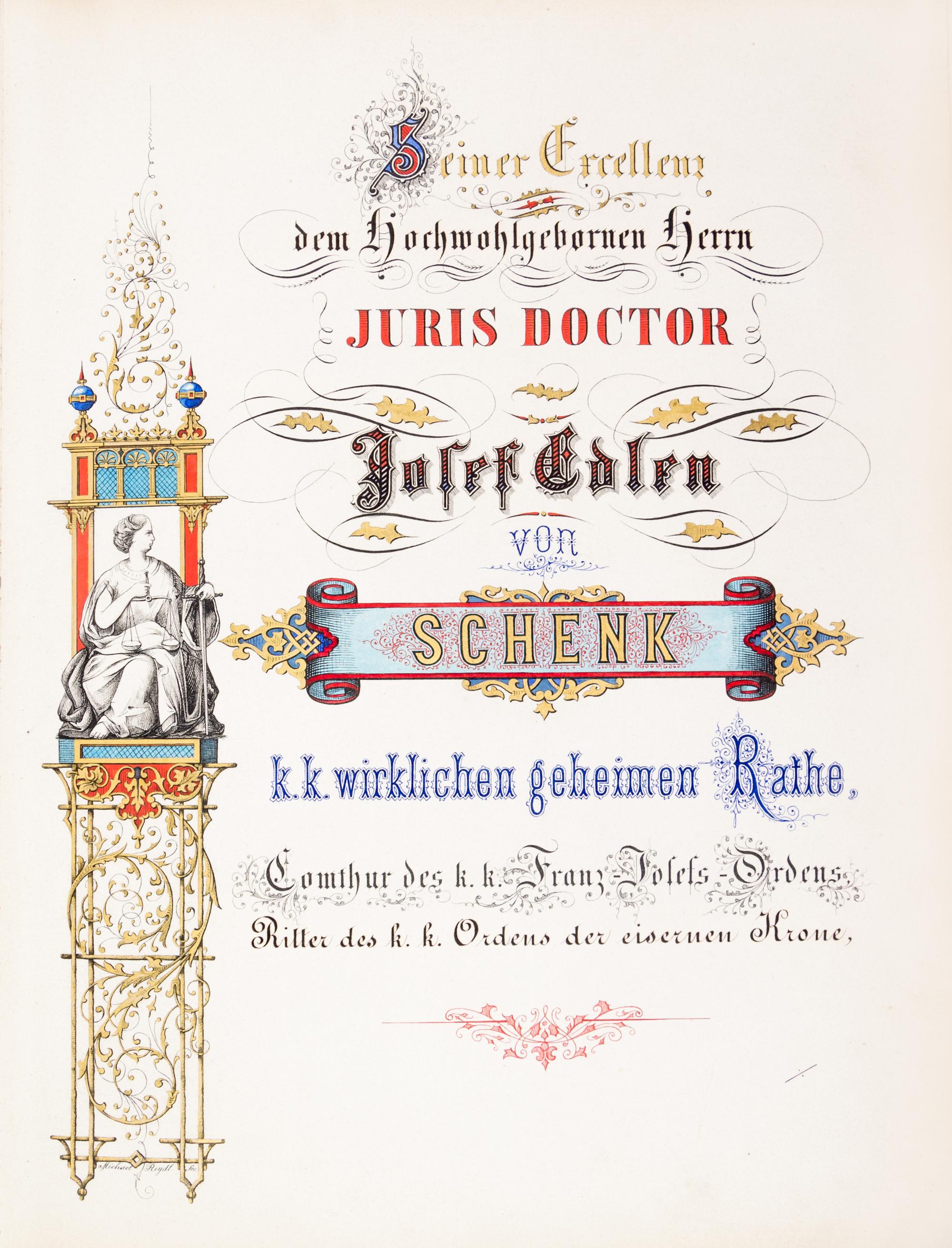 (PHOTO ALBUM) Seiner Excellenz dem hochwohlgebornen.. [Commemorative Album...] Liev, November, 1876. Folio, finely bound album.