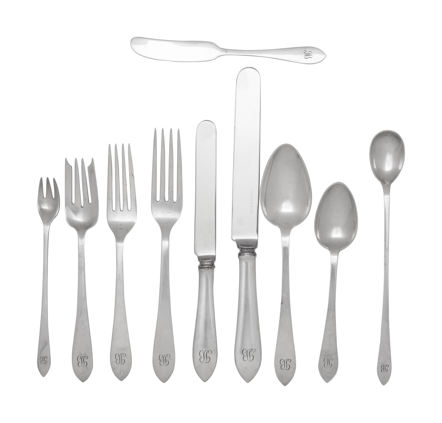 A Tiffany and Co. Faneuil Silver Flatware Set