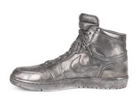 A Nike Air Jordan 1 Silver Cast Basketball Shoe Crafted for Michael Jordan's 32nd Birthday